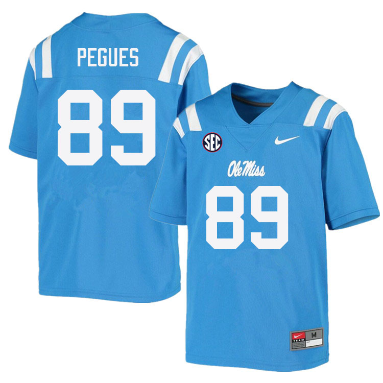 JJ Pegues Ole Miss Rebels NCAA Men's Powder Blue #89 Stitched Limited College Football Jersey RTT0858SQ